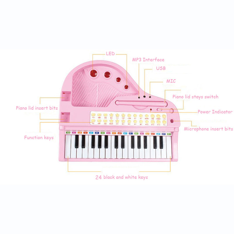 Children Baby Toy Music 24 Key Piano Set Toys Kid Machine Musical Instrument Band Early Educational Toy Music Birthday Gift