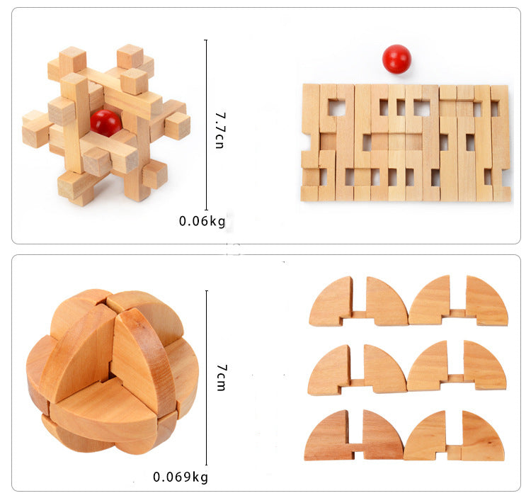 Brain IQ Design Teaser Wooden 3D Building Kong Ming Lock toy Gift for Children